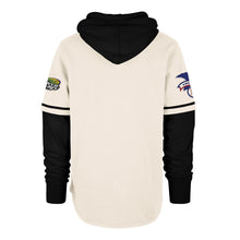 Load image into Gallery viewer, High-quality fabric of the Tampa Bay Rays MLB '47 Throwback Cream Shortstop Men's Pullover Jersey Hoodie, an essential Tampa Bay Rays hoodie for every baseball fan.