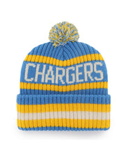 Load image into Gallery viewer, Stylish Los Angeles Chargers NFL '47 Brand Winter Beanie Knit Ski Cap Hat designed for comfort and warmth, featuring vibrant team colors for dedicated NFL fans.