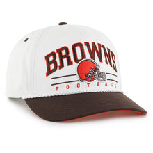 Load image into Gallery viewer, Cleveland Browns hat, Cleveland Browns NFL '47 Brand White Roscoe Hitch Rope Adjustable Snapback Hat front view