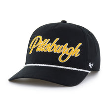 Load image into Gallery viewer, Pittsburgh Steelers NFL '47 Black Script Rope Hitch Snapback Adjustable Hat, Pittsburgh Steelers hat side view