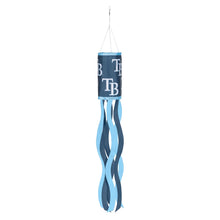 Load image into Gallery viewer, Detailed view of Tampa Bay Rays Windsock, measuring 40" x 6", showcasing vibrant team colors and graphics, ideal for sports enthusiasts.