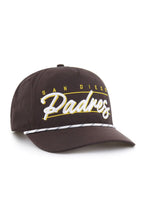 Load image into Gallery viewer, San Diego Padres hat - San Diego Padres MLB '47 Brand Brown Script Hitch Rope Adjustable Snapback Hat side view