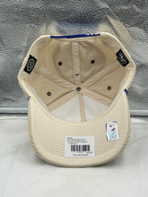 Load image into Gallery viewer, Lifestyle image of a fan wearing the New York Rangers NHL '47 Brand Natural Rope Hitch Adjustable Snapback Hat at a game.