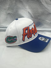 Load image into Gallery viewer, Florida Gators NCAA '47 Brand White Two Tone Script Hitch Adjustable Hat styled for game day, ideal for alumni and fans celebrating team spirit.