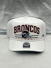 Load image into Gallery viewer, Denver Broncos NFL '47 White Script Hitch Rope Snapback Adjustable Hat showcasing bold team logo and comfortable design for fans.