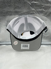 Load image into Gallery viewer, Close-up view of the Milwaukee Brewers MLB '47 Brand Navy Blue Trucker Mesh Snapback Adjustable Hat showcasing the iconic team logo.