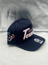 Load image into Gallery viewer, Houston Texans NFL '47 Brand Navy Script Hitch Snapback Adjustable Hat featuring bold script logo and classic navy color, ideal for game day or casual wear.