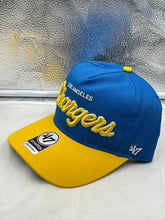 Load image into Gallery viewer, Side view of the Los Angeles Chargers NFL '47 Blue Two Tone Script Hitch Snapback Adjustable Hat displaying the adjustable snapback feature.