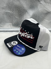 Load image into Gallery viewer, Close-up view of the Houston Cougars NCAA '47 Brand Black Hitch Rope Adjustable Snapback Hat, highlighting the rope detail and quality stitching.