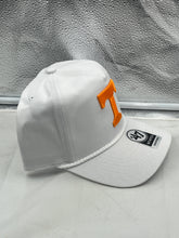 Load image into Gallery viewer, Tennessee Volunteers NCAA '47 Brand White Hitch Rope Adjustable Snapback Hat worn outdoors, perfect for game day and casual outings.