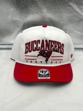 Load image into Gallery viewer, Tampa Bay Buccaneers NFL '47 White TT Roscoe Hitch Rope Snapback Adjustable Hat showing a stylish trucker design with a vibrant white color and Buccaneers logo.