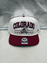 Load image into Gallery viewer, Colorado Avalanche NHL '47 White Two Tone Roscoe Hitch Adjustable Snapback Hat displayed showcasing its stylish design and adjustable snapback feature.