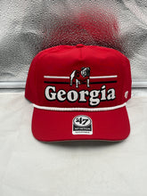 Load image into Gallery viewer, Georgia Bulldogs NCAA '47 Brand Throwback Red Rope Hitch Adjustable Snapback Hat showcasing vibrant red color and iconic logo, perfect for fans supporting their team with style.