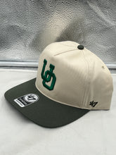 Load image into Gallery viewer, Close-up view of Oregon Ducks NCAA '47 Brand Natural Two Tone Hitch Adjustable Snapback Hat highlighting its comfortable fit and quality materials.