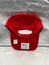 Load image into Gallery viewer, Kansas City Chiefs NFL '47 Brand Red Clean Up Adjustable Strapback Hat worn by a fan at a game, showing team spirit and style.