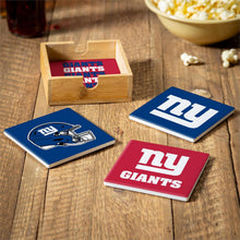 Load image into Gallery viewer, New York Giants NFL Set of 4 Ceramic Coasters Evergreen Enterprises - featuring team logo and colors, perfect for fans who want New York Giants Coasters.