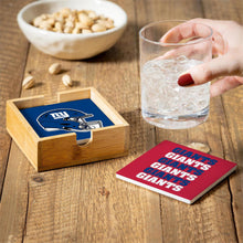 Load image into Gallery viewer, Set of 4 New York Giants NFL Ceramic Coasters from Evergreen Enterprises, ideal for showcasing pride in the team with New York Giants Coasters.