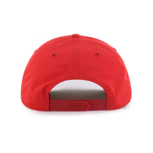 Load image into Gallery viewer, Side view of the Cincinnati Reds MLB '47 Brand Red Hitch Rope Adjustable Snapback Hat with adjustable snapback closure, a versatile Cincinnati Reds hat suitable for all fans.