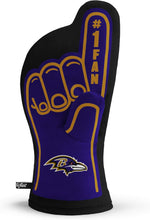 Load image into Gallery viewer, Baltimore Ravens NFL #1 Oven Mitt by You the Fan, featuring a vibrant team design, ideal for cooking and showcasing team spirit.
