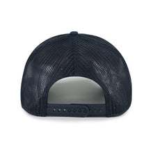 Load image into Gallery viewer, Close-up of the Boston Red Sox MLB '47 Brand Throwback Navy Hitch Rope Adjustable Snapback Hat - a must-have Boston Red Sox hat for every fan.