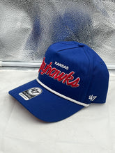 Load image into Gallery viewer, Kansas Jayhawks NCAA '47 Brand Blue Script Hitch Rope Adjustable Snapback Hat showcasing vibrant blue color and iconic logo.