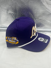 Load image into Gallery viewer, Back view of the LSU Tigers NCAA '47 Brand Purple Rope Script Hitch Adjustable Hat demonstrating the adjustable strap for versatile fit.