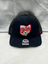 Load image into Gallery viewer, Ohio State Buckeyes NCAA '47 Brand Black Trucker Adjustable Snapback Hat front view with team logo