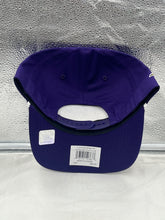 Load image into Gallery viewer, Close-up of the Minnesota Vikings NFL '47 Brand Purple Rope Script Hitch Snapback Adjustable Hat, highlighting the adjustable snapback strap for a customizable fit.