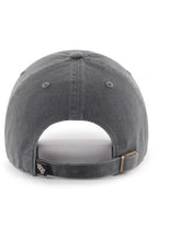 Load image into Gallery viewer, Close-up of UCF Golden Knights NCAA '47 Brand Gray Clean Up Adjustable Strapback Hat highlighting the adjustable strap and team logo, ideal for UCF Golden Knights hat enthusiasts.