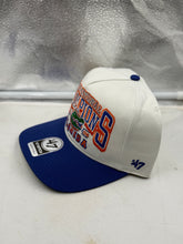 Load image into Gallery viewer, Detailed view of the Florida Gators NCAA '47 Brand Champs Off White TT Hitch Adjustable Snapback Hat, featuring the Florida Gators hat logo.