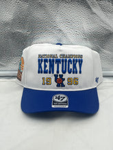 Load image into Gallery viewer, Kentucky Wildcats NCAA '47 Brand Champs White Hitch Adjustable Snapback Hat showcasing the iconic team logo in vibrant colors.