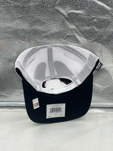 Load image into Gallery viewer, Back view of the adjustable strap on the Utah Utes NCAA '47 Brand Throwback Black Trucker Mesh Adjustable Snapback Hat, emphasizing the comfortable fit.