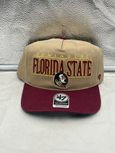 Load image into Gallery viewer, Florida State Seminoles FSU NCAA '47 Brand Khaki Two Tone Hitch Adjustable Hat showcasing its stylish design and adjustable fit, perfect for fans supporting the Seminoles.