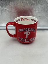 Load image into Gallery viewer, Close-up view of the Philadelphia Phillies Mug featuring vibrant red color and the official team logo, ideal for expressing team spirit.