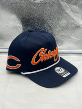 Load image into Gallery viewer, Side angle of the Chicago Bears NFL '47 Navy Script Hitch Rope Snapback Adjustable Hat, emphasizing its modern look and versatile style for any fan.