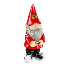 Load image into Gallery viewer, Chicago Blackhawks NHL 11" Tall Garden Gnome from Evergreen Enterprises, perfect for sports fans and garden decor, featuring a Chicago Blackhawks gnome wearing team colors.
