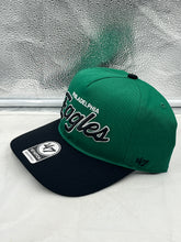 Load image into Gallery viewer, Side view of the Philadelphia Eagles NFL '47 Throwback Green Script Hitch Snapback Adjustable Hat showcasing the adjustable snapback closure.