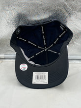 Load image into Gallery viewer, Side angle of the Atlanta Braves MLB '47 Brand Navy Blue Script Hitch Rope Adjustable Snapback Hat showing its adjustable snapback feature.