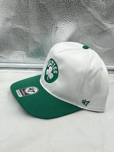 Load image into Gallery viewer, Boston Celtics NBA '47 Brand White Two Tone Hitch Adjustable Snapback Hat showcasing the team's logo in vibrant colors.