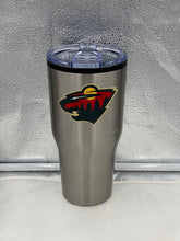 Load image into Gallery viewer, Minnesota Wild NHL 30oz Silver Tumbler Cup Mug by Logo Brands featuring bold team logo, perfect for fans wanting a stylish Minnesota Wild tumbler.