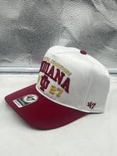 Load image into Gallery viewer, Close-up view of Indiana Hoosiers NCAA '47 Brand Champs White Hitch Adjustable Snapback Hat featuring adjustable strap for a comfortable fit.