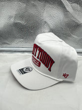 Load image into Gallery viewer, Ole Miss Rebels NCAA '47 Brand Hotty Toddy White Hitch Adjustable Snapback Hat displayed on a white background, showcasing its vibrant design and adjustable snapback feature.