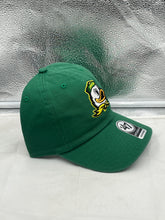 Load image into Gallery viewer, Close-up of the Oregon Ducks NCAA '47 Brand Green Clean Up Adjustable Strapback Hat demonstrating quality materials and adjustable design for comfort.
