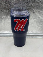 Load image into Gallery viewer, Ole Miss Rebels NCAA 30oz Powder Coat Blue Tumbler Cup Mug by Logo Brands, showcasing vibrant blue color and team logo, perfect for displaying team spirit.