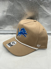 Load image into Gallery viewer, Detroit Lions NFL '47 Brand Khaki Rope Hitch Snapback Adjustable Hat showcasing stylish khaki color and unique rope detailing.