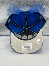 Load image into Gallery viewer, Ole Miss Rebels NCAA '47 Brand Blue Script Rope Hitch Adjustable Snapback Hat displayed against a background, highlighting its versatile style for fans.