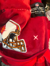 Load image into Gallery viewer, Close-up view of Tampa Bay Buccaneers NFL Throwback 60" x 70" Plush Throw Blanket Pegasus Sports emphasizing its soft texture and durable construction for fans.
