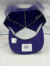 Load image into Gallery viewer, Minnesota Vikings NFL '47 Brand Purple Rope Script Hitch Snapback Adjustable Hat shown against a vibrant background, emphasizing its fashionable design and casual wear appeal.
