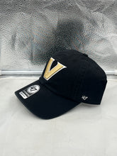 Load image into Gallery viewer, Vanderbilt Commodores NCAA '47 Brand Black Clean Up Adjustable Strapback Hat showcasing the iconic logo against a sleek black background.