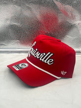 Load image into Gallery viewer, Louisville Cardinals NCAA '47 Brand Red Script Hitch Adjustable Snapback Hat showcasing bold red color and white script logo, perfect for fans.